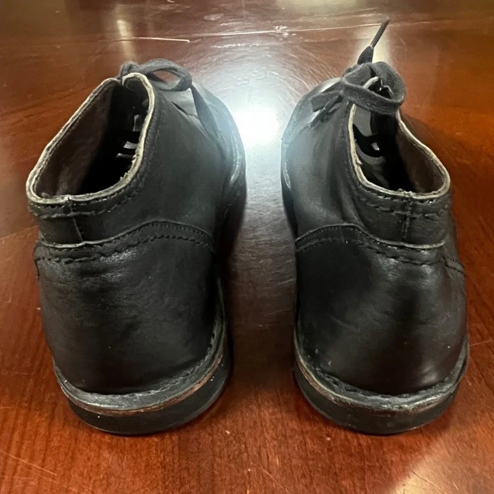 John Varvatos USA Mens Black Leather Chukka Desert Boots Peace Logo 10.5 Euc